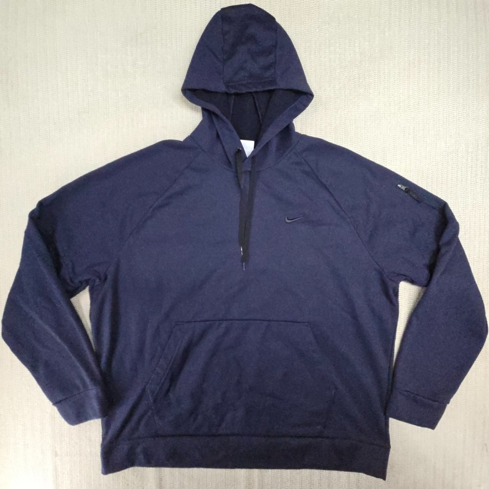 Nike Therma-FIT‎ Fitness Pullover Hoodie Mens 2XL Blue DQ4834-451 Swoosh Fleece